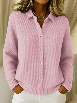 Women’s Casual Knit Button-Up Collared Sweater