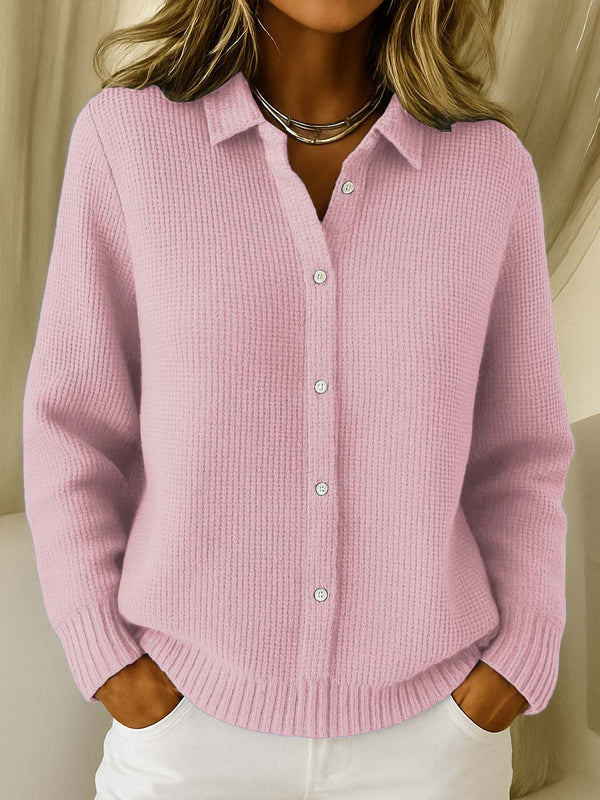 Women’s Casual Knit Button-Up Collared Sweater