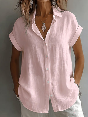 Women's Relaxed Fit Short Sleeve Button-Up Shirt