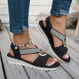 Women's Wedge Slingback Sandals with Metal Ring Accent