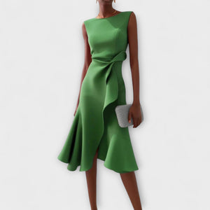 Women's Draped Asymmetric Midi Dress