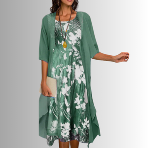 Women’s Cardigan Floral Midi Dress Outfit Set