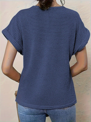 Women’s Crochet Detail Short Sleeve Casual Knit Top