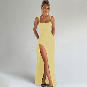 Women's Square Neck Maxi Dress for Evening Wear