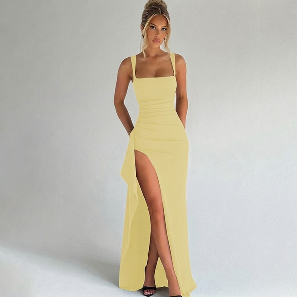 Women's Square Neck Maxi Dress for Evening Wear