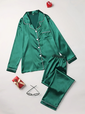 Conjunto de pijama de dos piezas de seda lujoso - comodidad casual