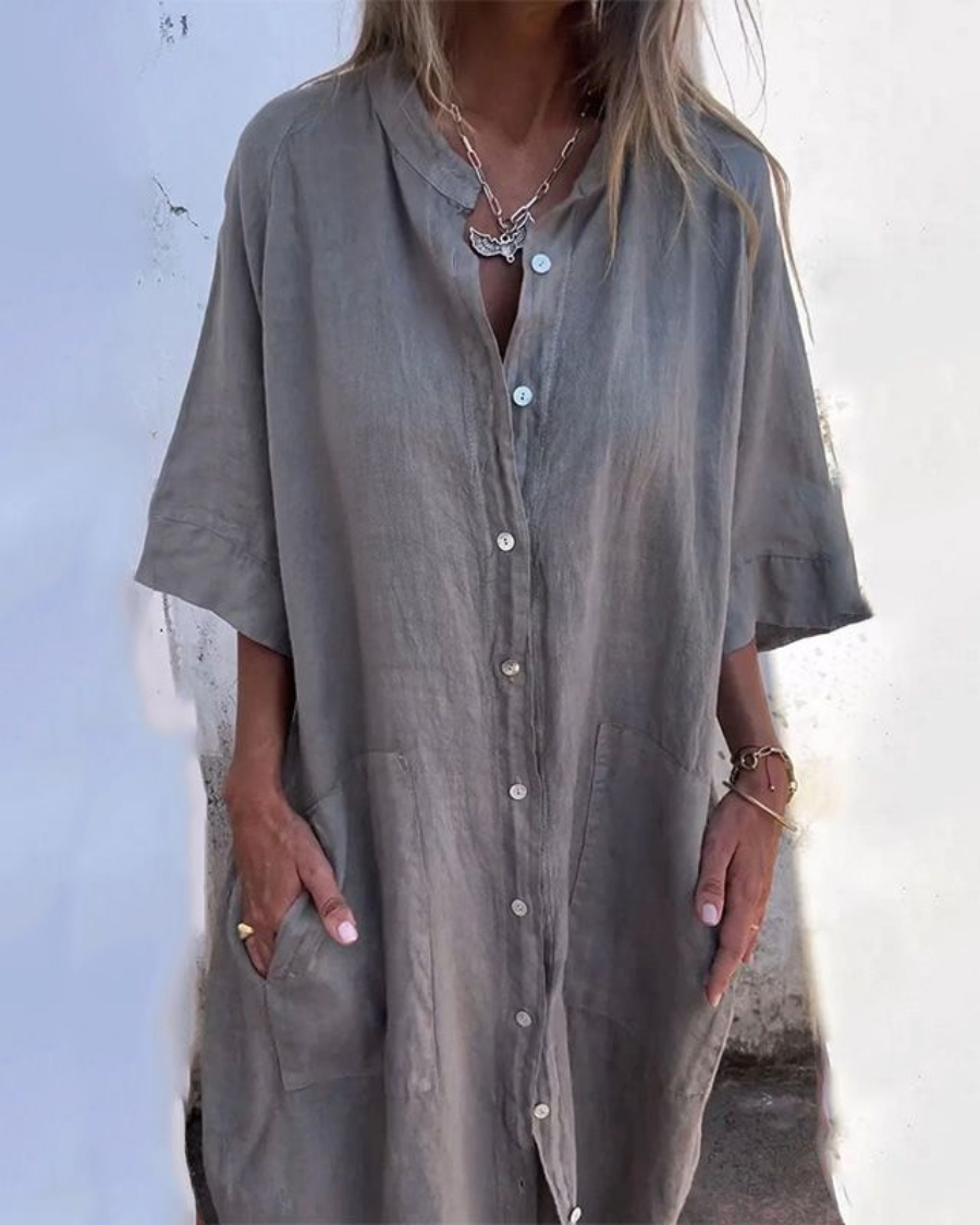 Women’s Relaxed Button Front Oversized Shirt Dress
