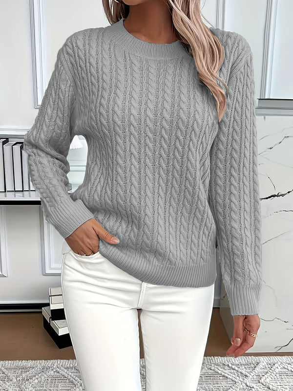 Women's Cable Knit Sweater with Relaxed Fit