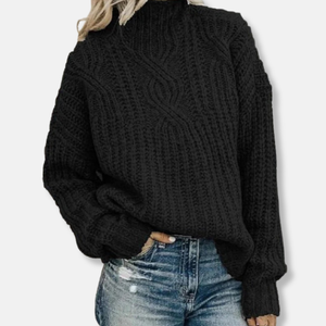 Cozy Cable Knit High Neck Sweater for Women