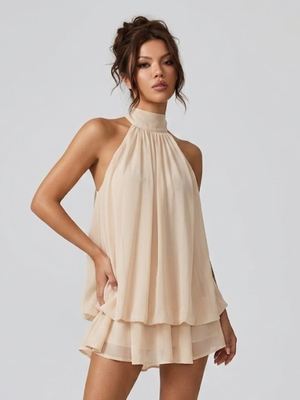 Vestido mini sin espalda para mujer con escote halter