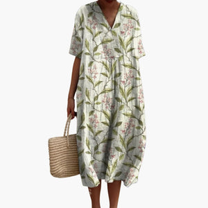 Women's Floral V-Neck Summer Midi Dress