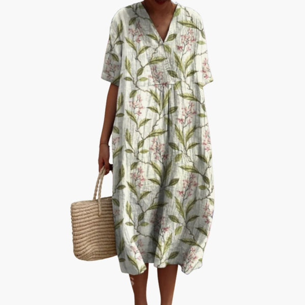 Women's Floral V-Neck Summer Midi Dress