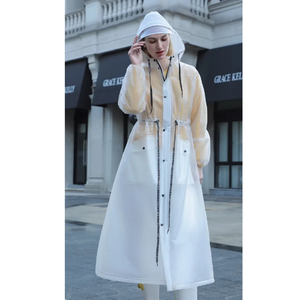 Women's Hooded Waterproof Long Rain Coat