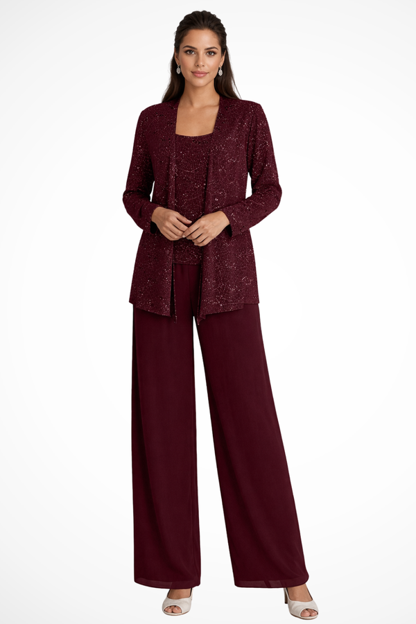Women's Elegant 3-Piece Wide-Leg Pants Set