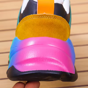 Multicolor Platform Lace-Up Sneakers