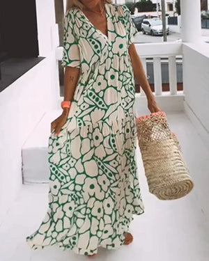 Women’s Boho Printed Flowy Maxi Dress