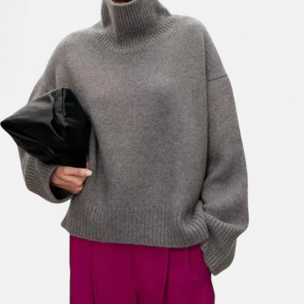 Suéter oversize de punto con cuello alto para mujer