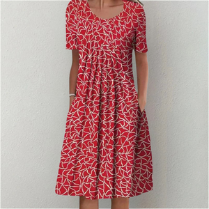 Women’s Floral Short Sleeve Printed Midi Dress