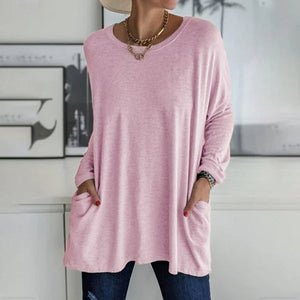Women's Oversized Pocket Long Sleeve Tunic Top