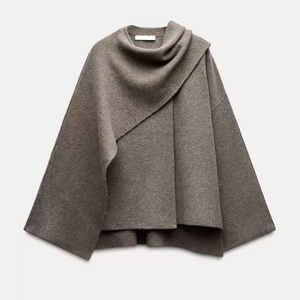 Elegant Oversized Knit Poncho Sweater for Women