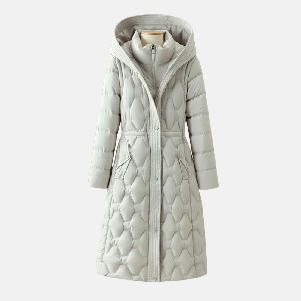 Elegant Quilted Hooded Long Coat