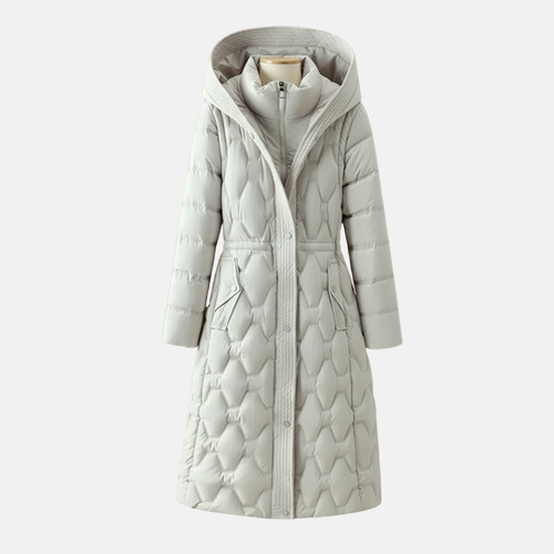 Elegant Quilted Hooded Long Coat