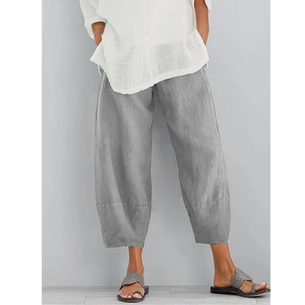 Women's Relaxed Barrel-Leg Cropped Pants with Tapered Silhouette