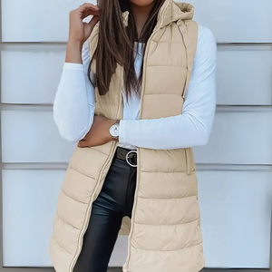 Women's Sleeveless Puffer Vest with Hood