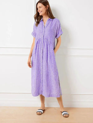 Women’s Striped Button-Front Midi Shirt Dress