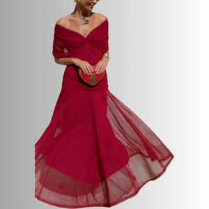 Women's Off-Shoulder Chiffon Evening Gown