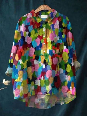 Women’s Floral Button Up Loose Long Sleeve Blouse