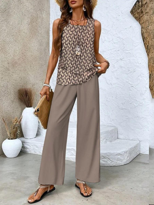 Women's Summer Leaf Print Lounge Set