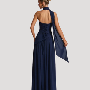 Vestido maxi plisado sin tirantes para mujer