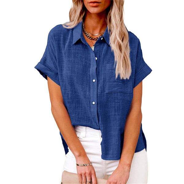 Women’s Casual Button-Up Short Sleeve Blouse