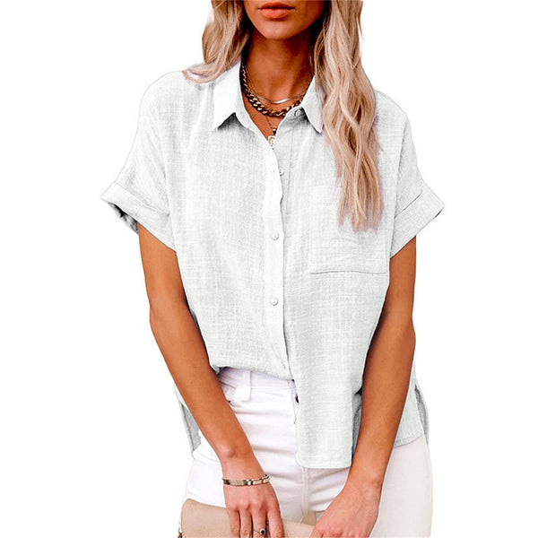 Women’s Casual Button-Up Short Sleeve Blouse