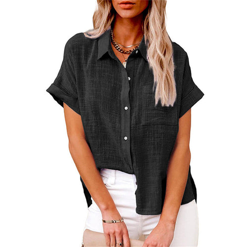 Women’s Casual Button-Up Short Sleeve Blouse