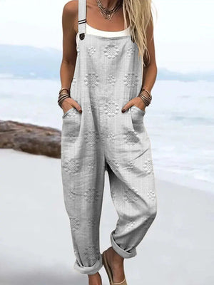 Women's Relaxed Sleeveless Jumpsuit with Pockets