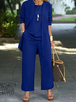 Women's Three-Piece Pantsuit Set with Vest