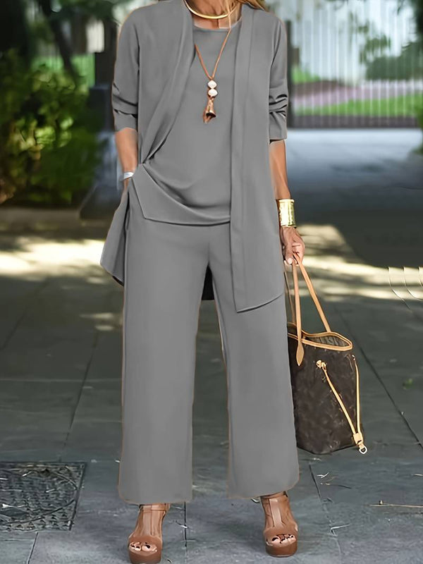Women's Three-Piece Pantsuit Set with Vest