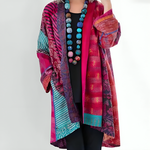 Women’s Bohemian Patchwork Open-Front Cardigan
