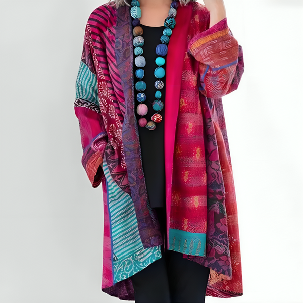 Women’s Bohemian Patchwork Open-Front Cardigan