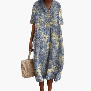 Women's Floral V-Neck Summer Midi Dress