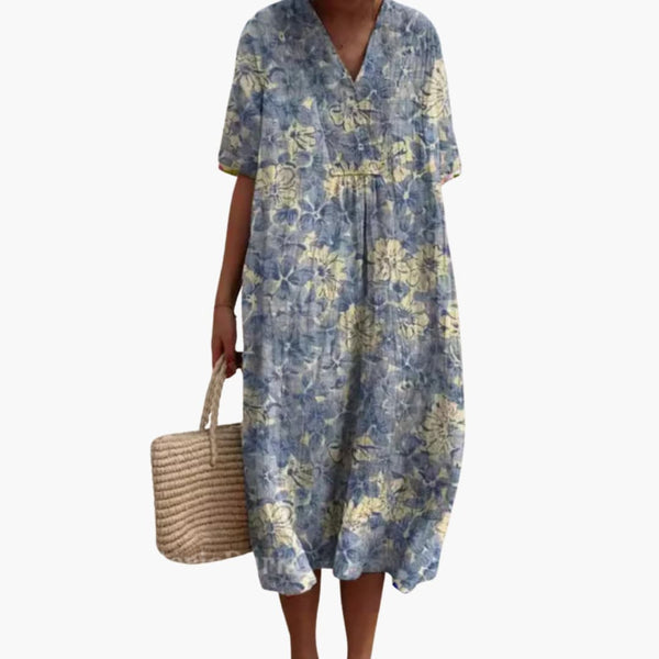 Women's Floral V-Neck Summer Midi Dress