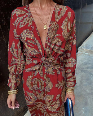 Arielle - Vestido cruzado boho de lujo mezcla casual chic