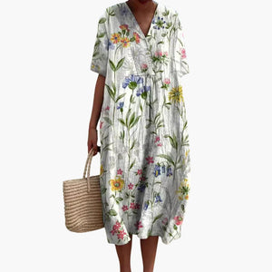 Women's Floral V-Neck Summer Midi Dress