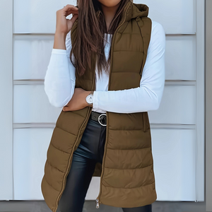 Women's Sleeveless Puffer Vest with Hood