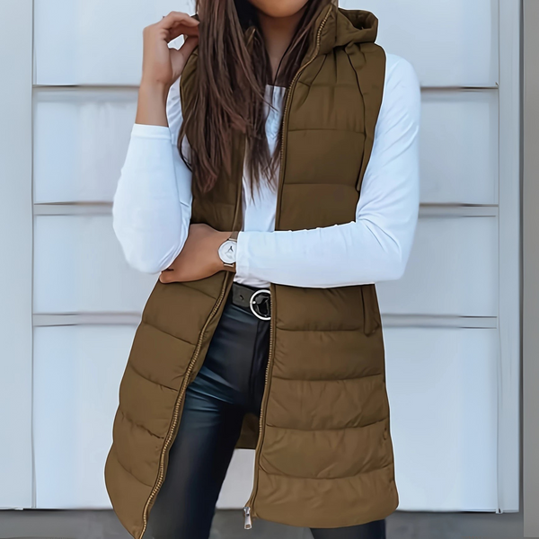 Women's Sleeveless Puffer Vest with Hood
