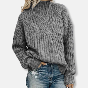 Cozy Cable Knit High Neck Sweater for Women
