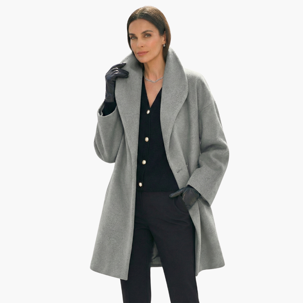 Elegant Mid-Length Women's Coat Wide Collar