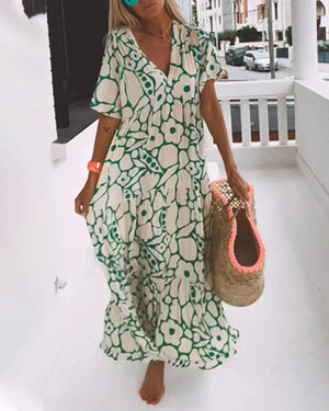 Women’s Boho Printed Flowy Maxi Dress